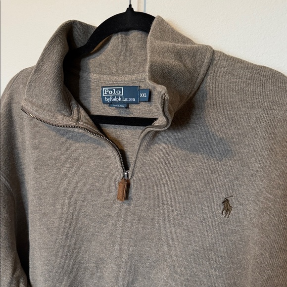 Polo Ralph Lauren Brown Long Sleeve Quarter Zip Sweatshirt Men XXL 100% Cotton - Picture 2 of 12